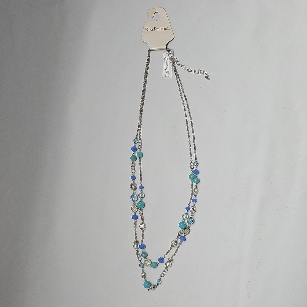 Kim Rogers Aqua and Silver Multi-Strand Necklace